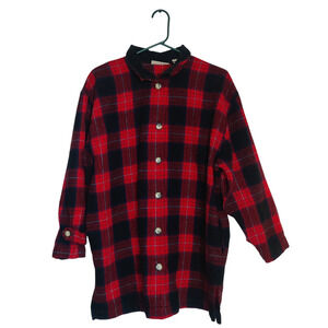 Vtg 90s Marsh Landing Wool Blend Buffalo Check Plaid Flannel Barn Jacket Medium